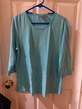 Chico’s Light Blue Women's Textured Scoop Neck Top 2